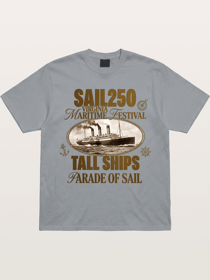 Vintage Sail Ship Maritime Print Gildan T-shirt