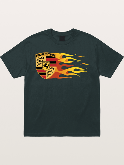 Porsche Crest With Flame Accents Gildan T-shirt