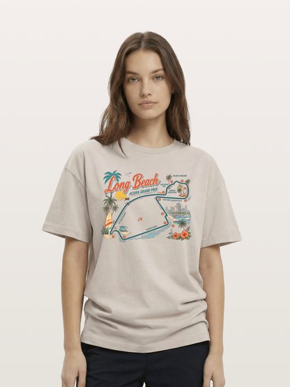 Long Beach Circuit Track Map Graphic Cotton T-shirt