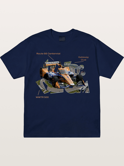 Orange IndyCar Route66 Art Gildan T-shirt