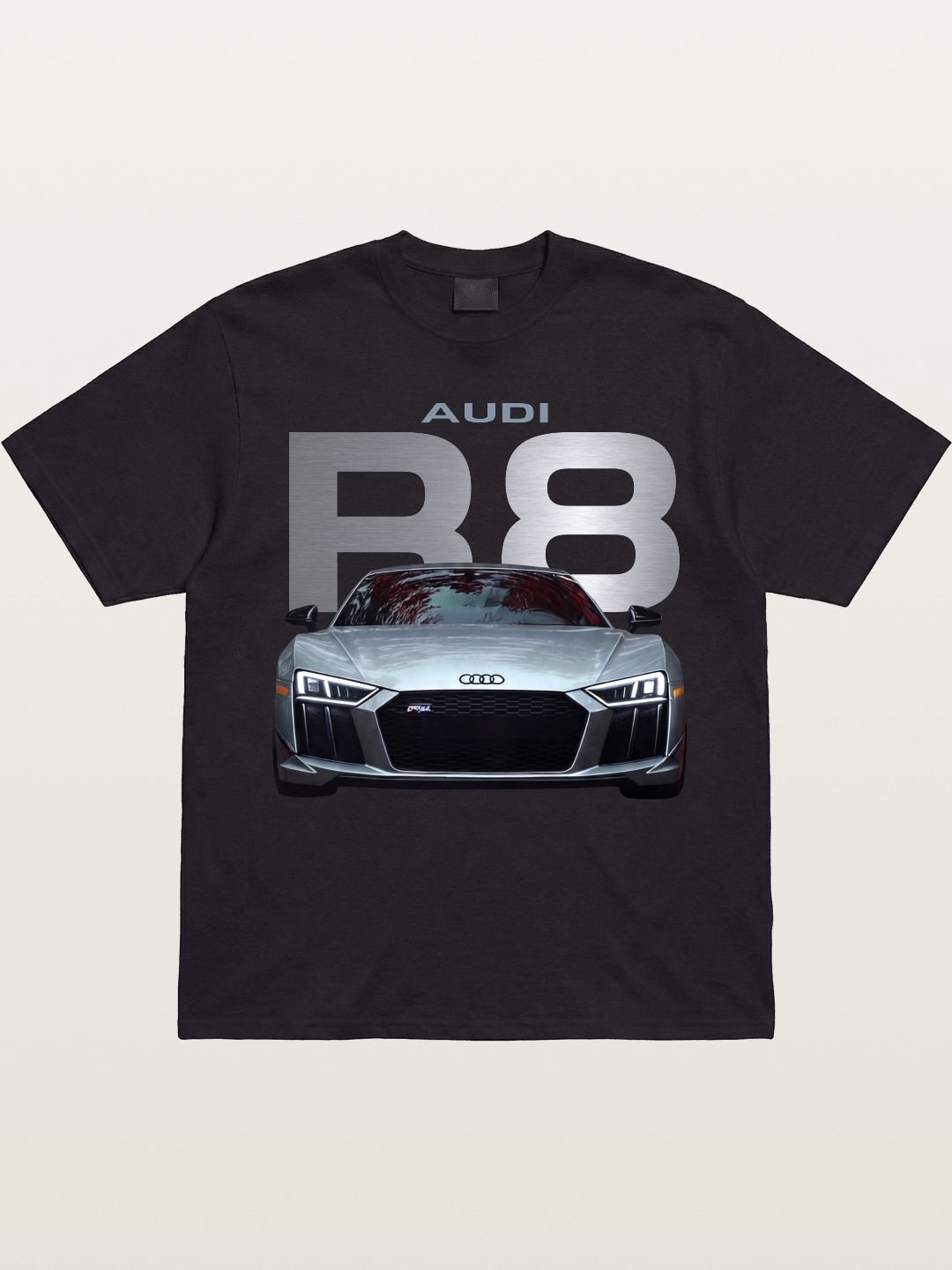 Audi R8 Silver Supercar Front Gildan T-shirt
