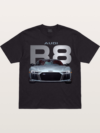 Audi R8 Silver Supercar Front Gildan T-shirt