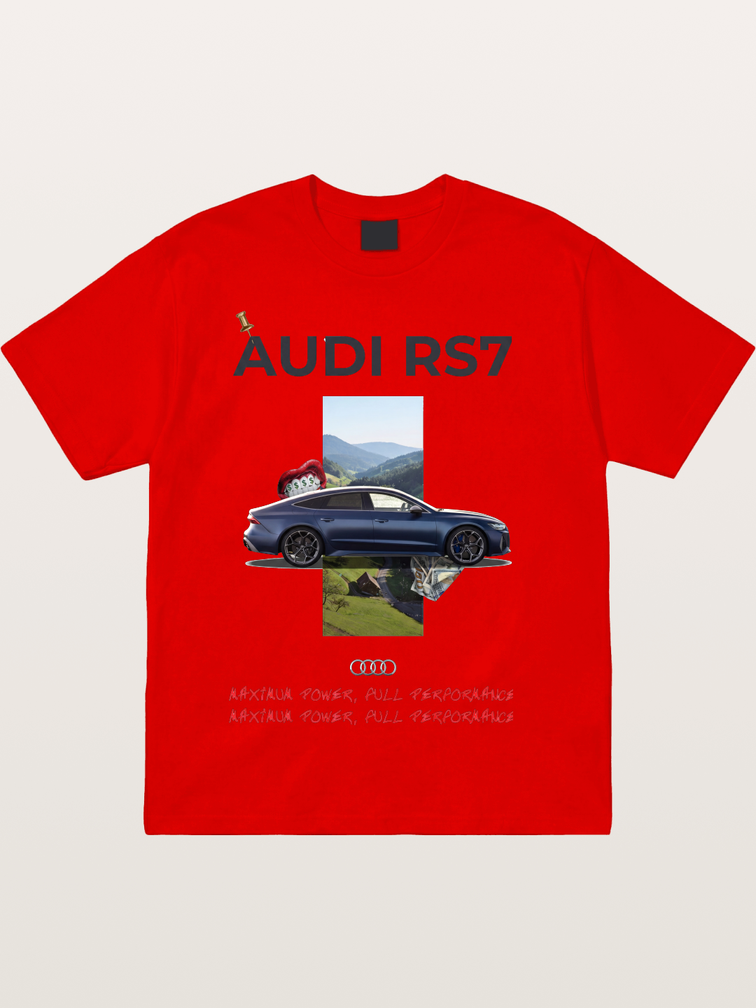 Audi RS7 Surreal Collage Art Cotton T-shirt