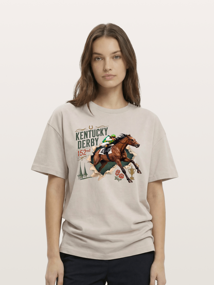 Kentucky Derby 152nd Horse & Roses Cotton T-shirt