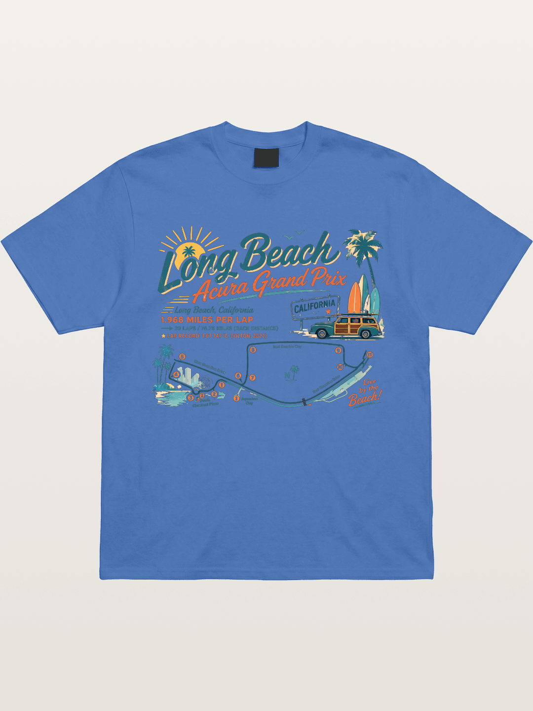 California Long Beach Race Poster Gildan T-shirt