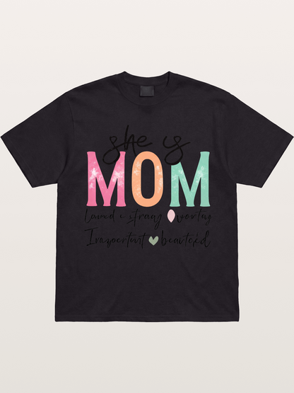 She is Mom Boho Pastel Print Gildan T-shirt