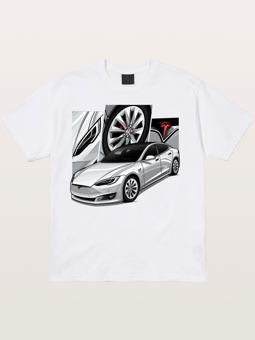 Tesla Model 3 Artwork Cotton T-shirt