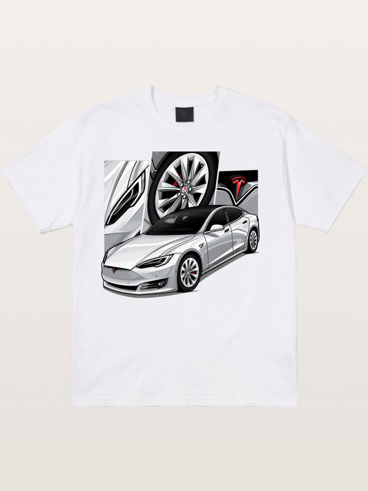 Tesla Model 3 Artwork Cotton T-shirt