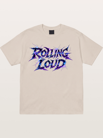 Rolling Loud Blue Lightning Font Cotton T-shirt