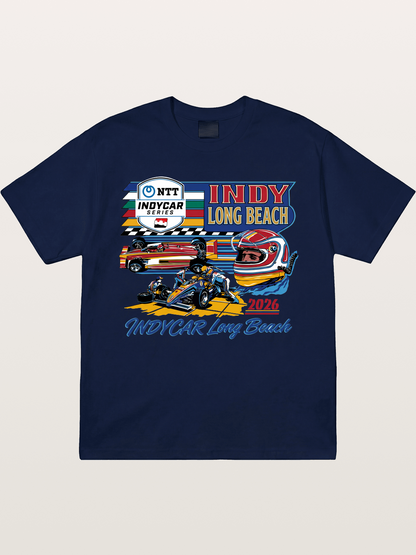 IndyCar Long Beach Vintage Art Gildan T-shirt
