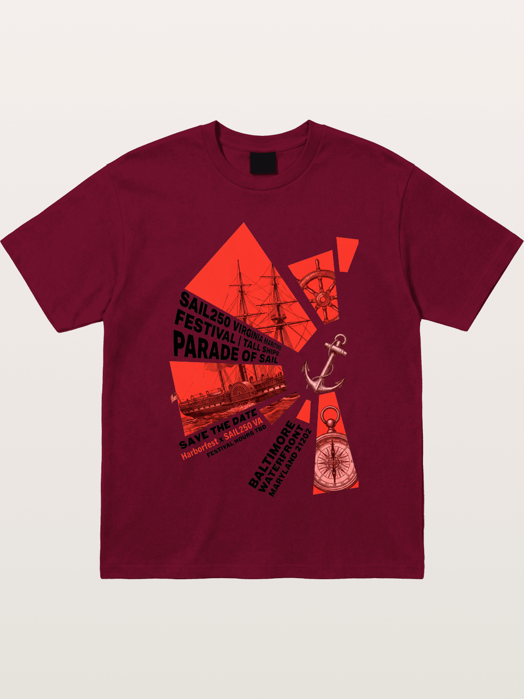Pink Red Geometric Sail Poster Gildan T-shirt