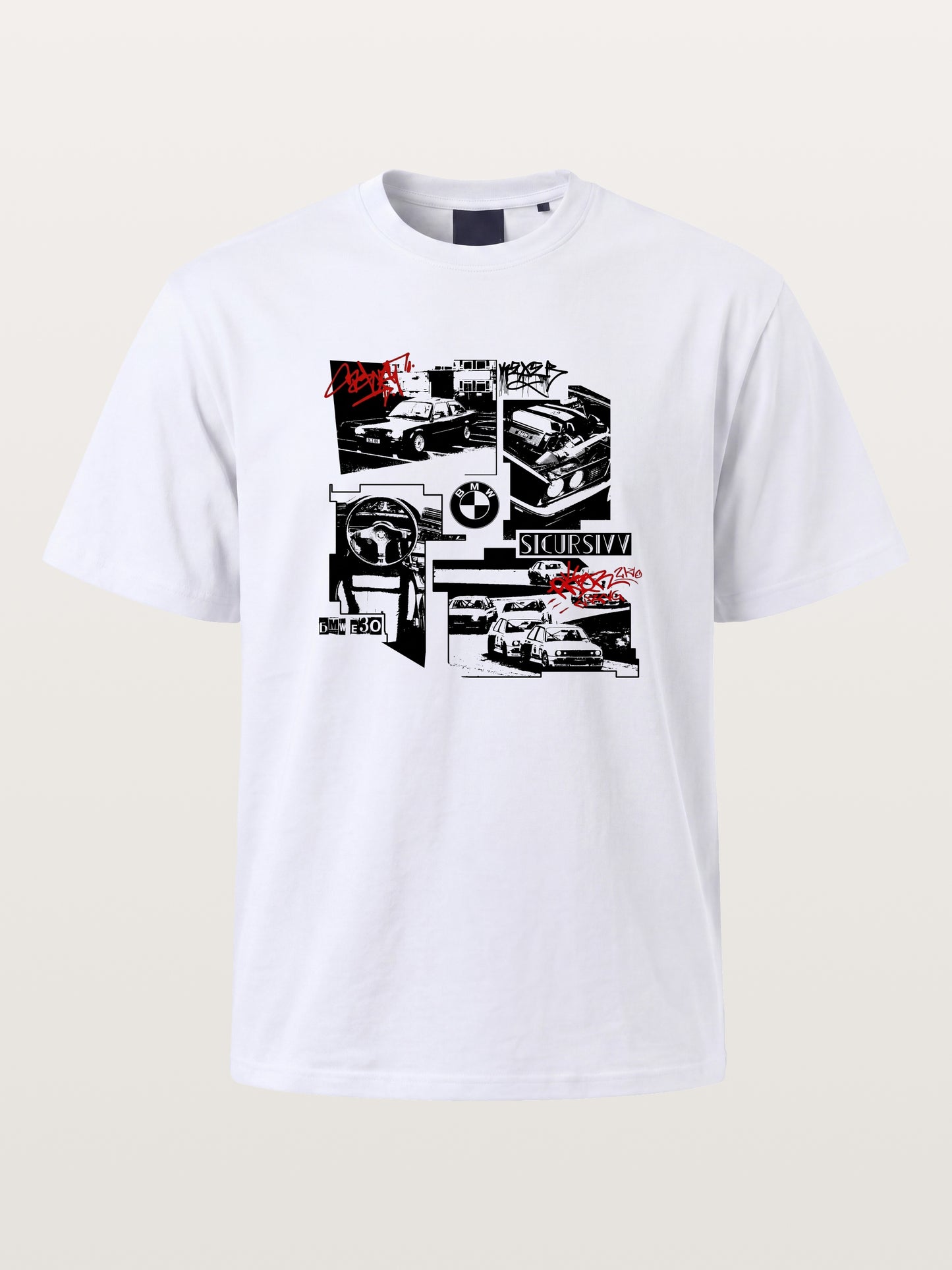 BMW E30 Collage Graffiti Art Cotton T-shirt
