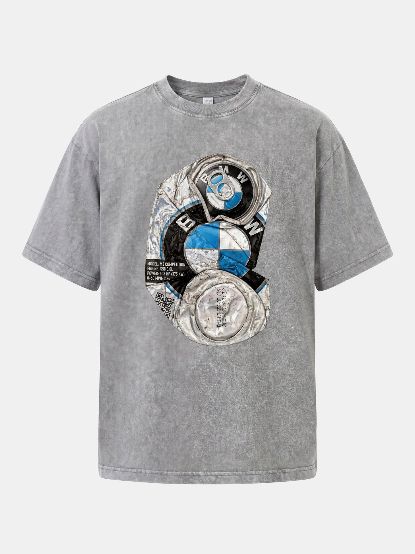 Crushed BMW Cans Collage Washed T-shirt