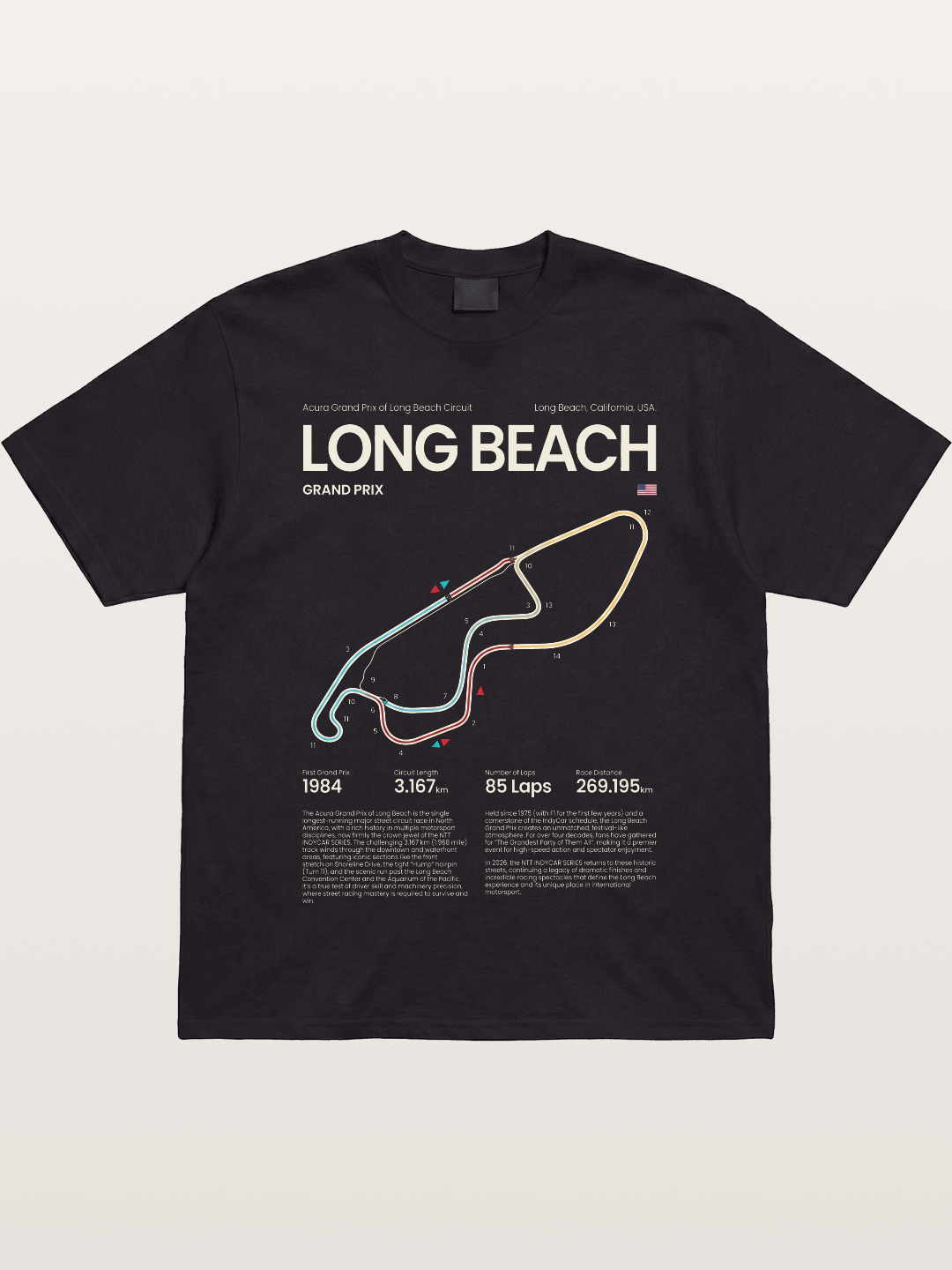 Long Beach GP Circuit Map Gildan T-shirt