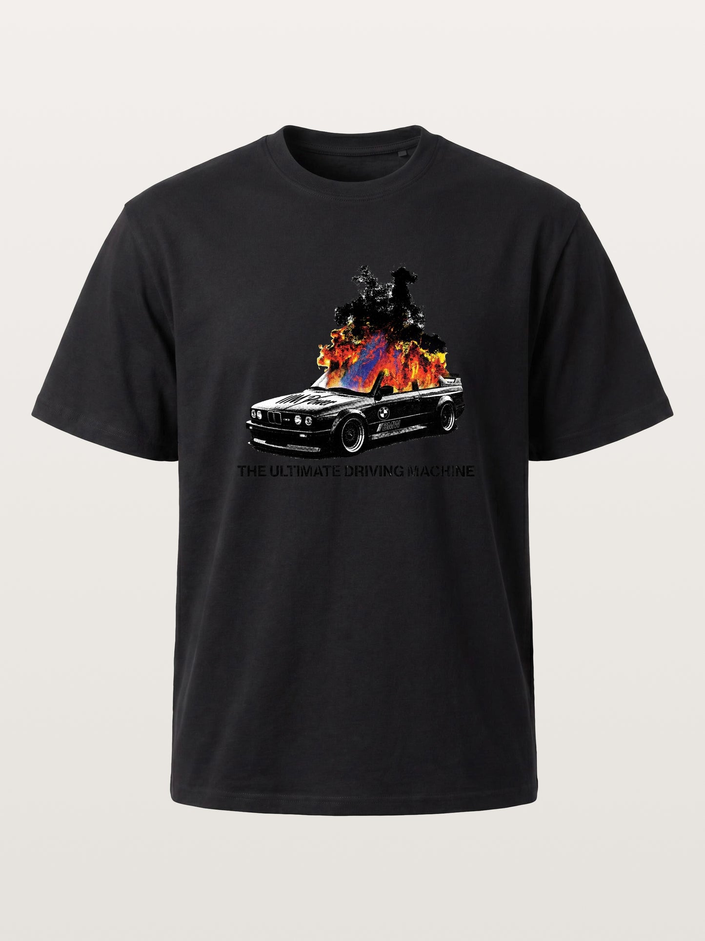Burning BMW Retro Halftone Poster Cotton T-shirt