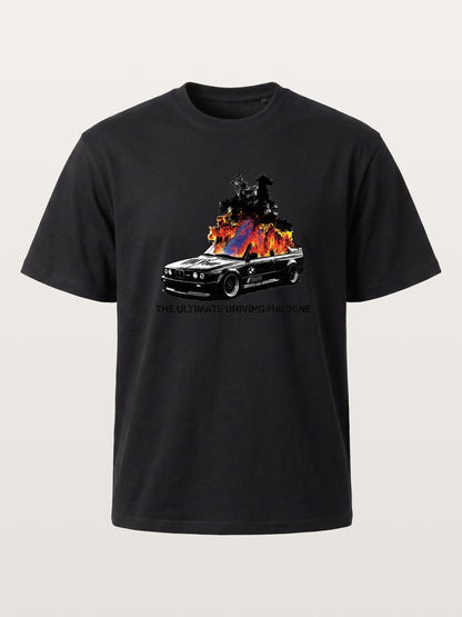 Burning BMW Retro Halftone Poster Cotton T-shirt