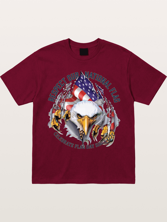 Ripped Flag Eagle Patriotic Print Gildan T-shirt