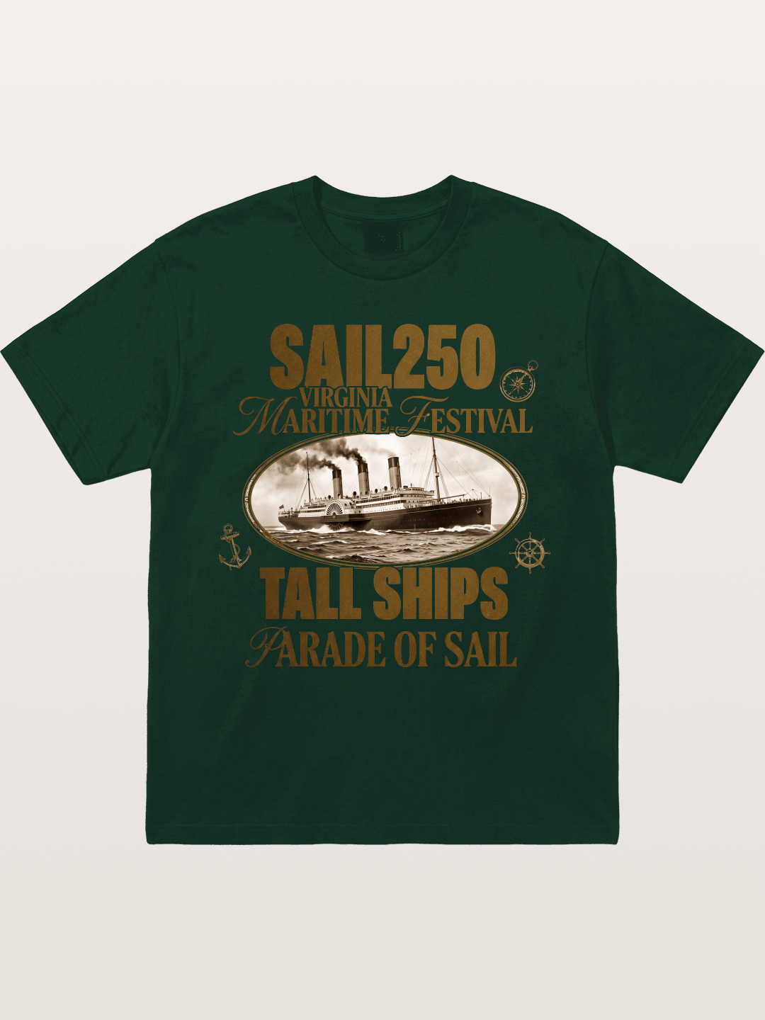 Vintage Sail Ship Maritime Print Gildan T-shirt