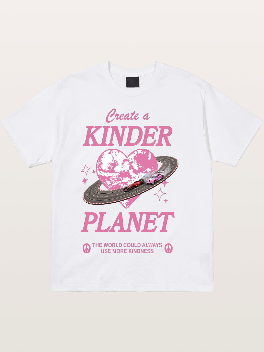Pink Heart Earth Race Cotton T-shirt