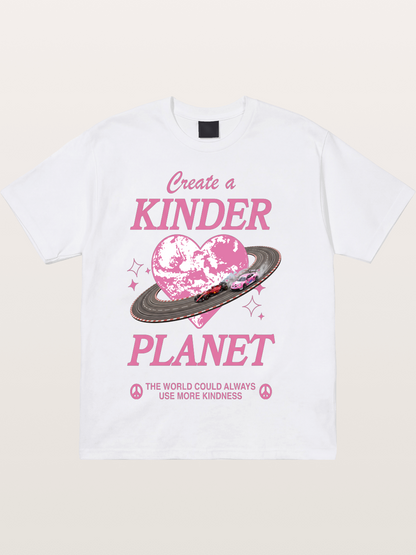 Pink Heart Earth Race Cotton T-shirt