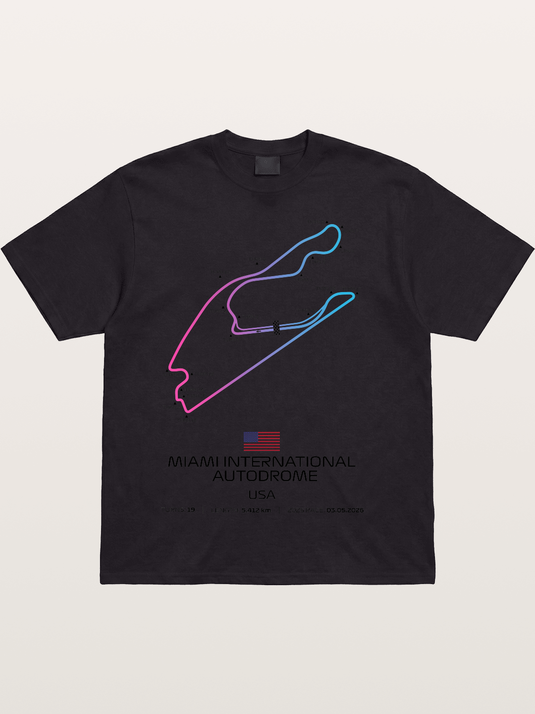 Miami Autodrome F1 Track Map Cotton T-shirt