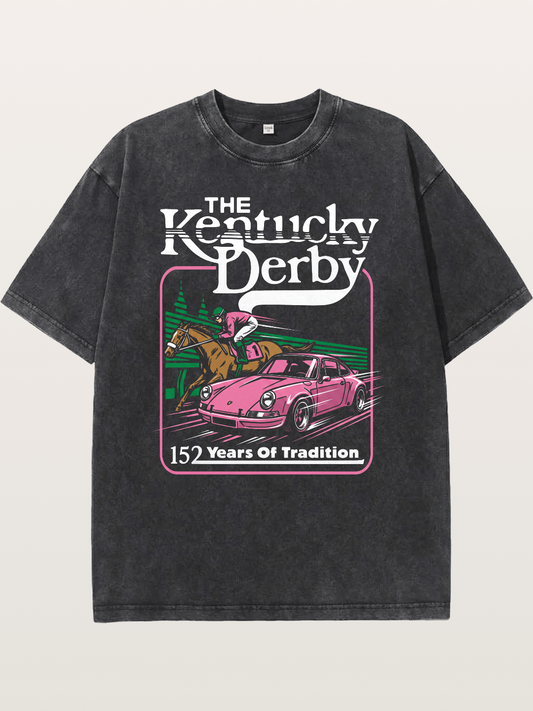 Derby Horse & Porsche Race Washed T-shirt