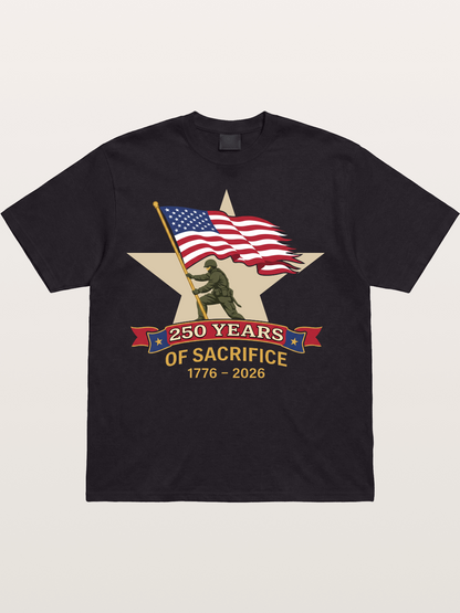 250 Years of Sacrifice Soldier Flag Cotton T-shirt