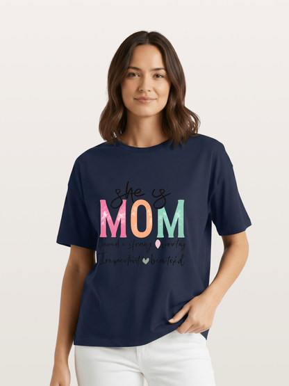 She is Mom Boho Pastel Print Gildan T-shirt