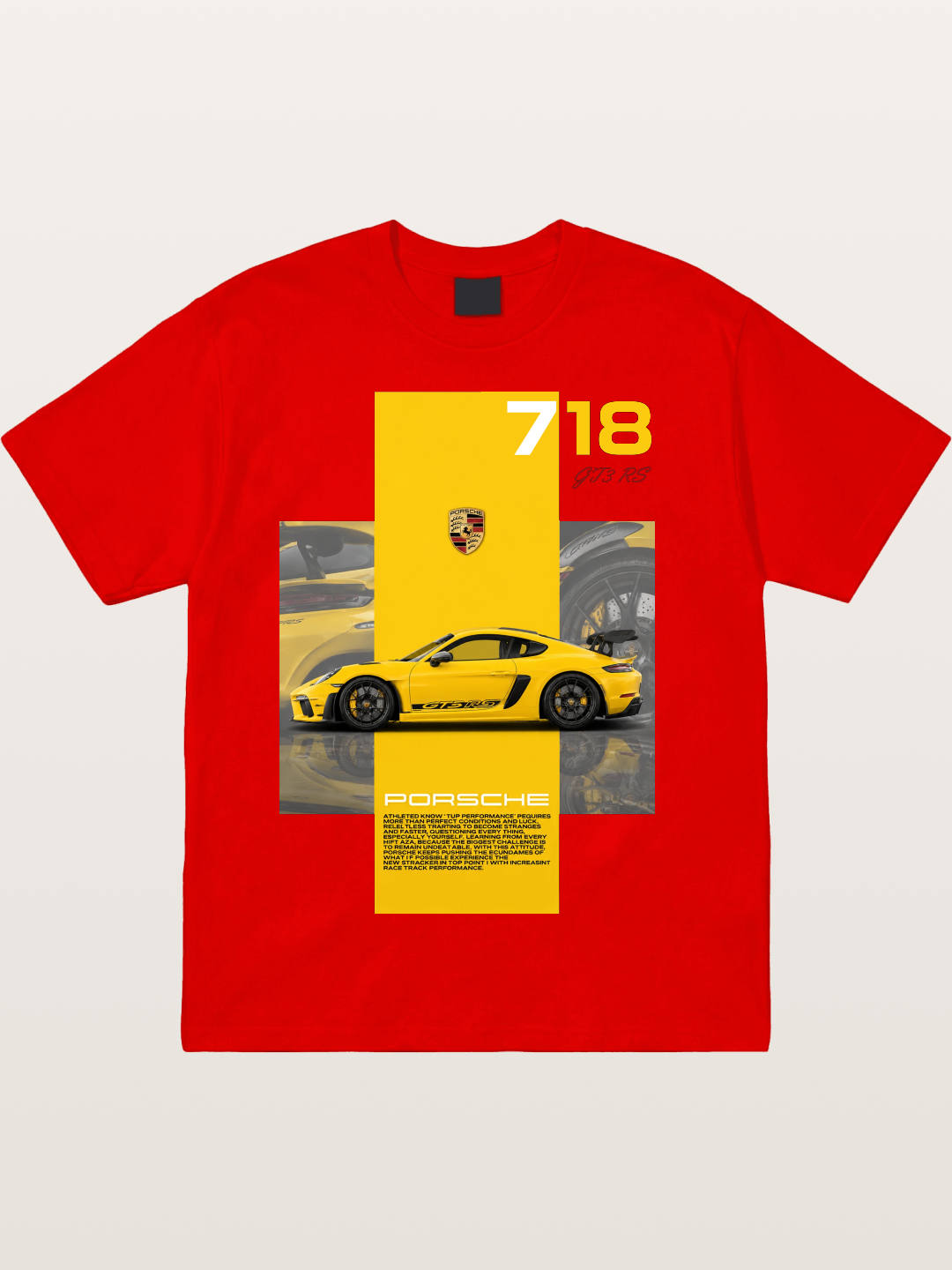 Porsche 718 GT4 RS Yellow Sports Car Cotton T-shirt