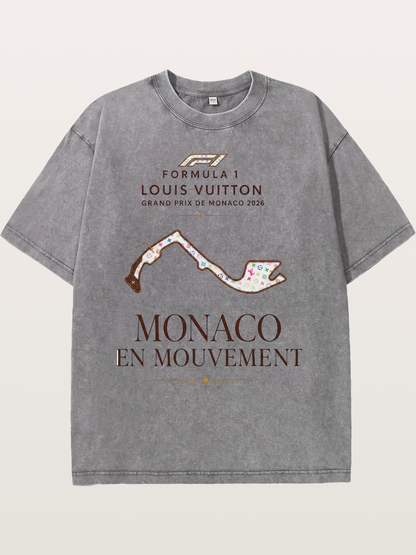 LV x F1 Monaco Track Art Washed T-shirt