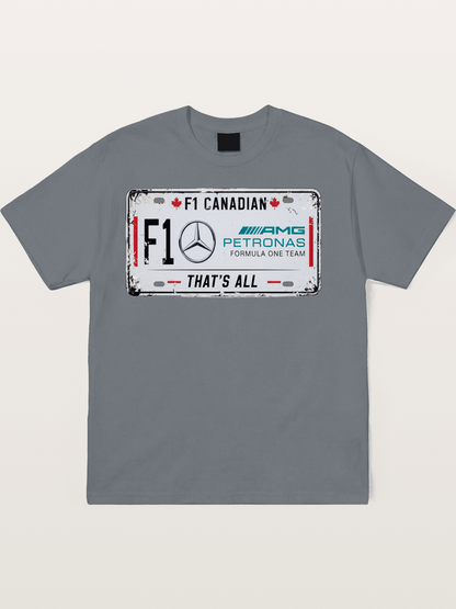 Mercedes F1 License Plate Print Cotton T-shirt
