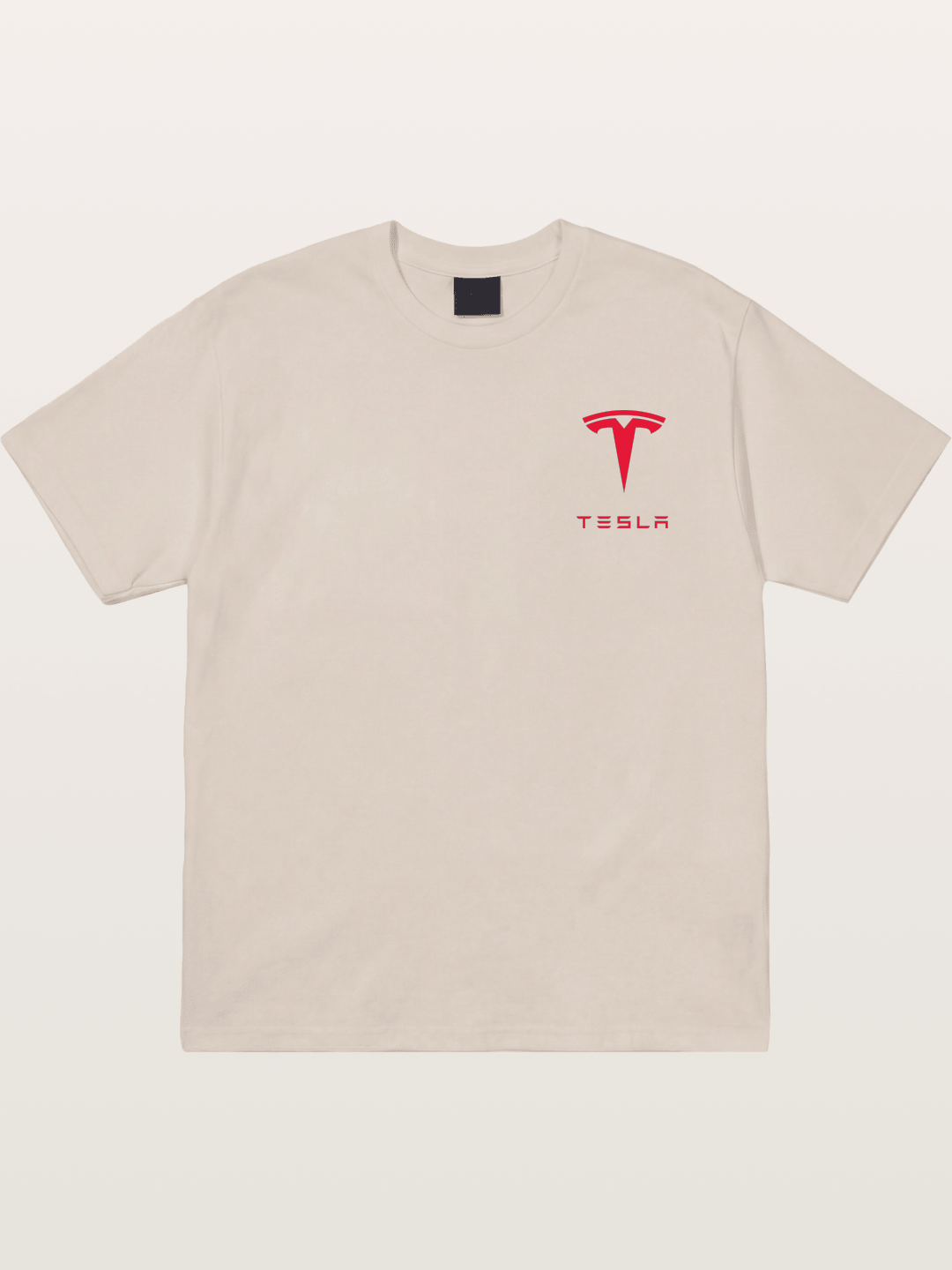 Tesla Red Logo Sticker Cotton T-shirt