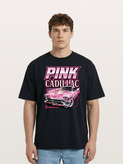 Pink Cadillac Classic Car Art Print Cotton T-shirt