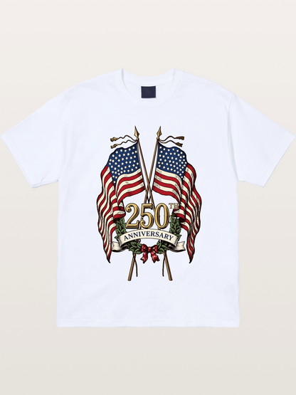 US Flags Anniversary Poster Gildan T-shirt