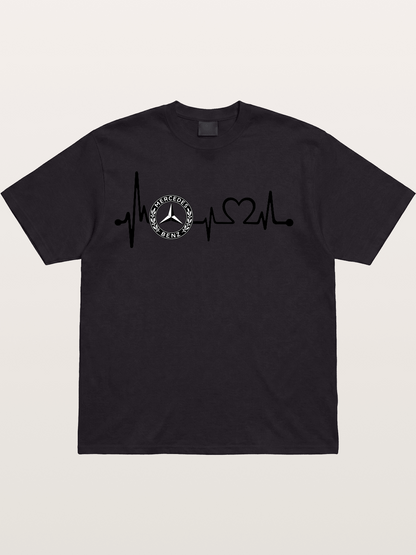 Mercedes Heartbeat Logo Art Cotton T-shirt