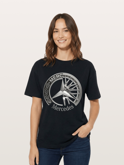 Mercedes Benz Wheel Emblem Art Cotton T-shirt