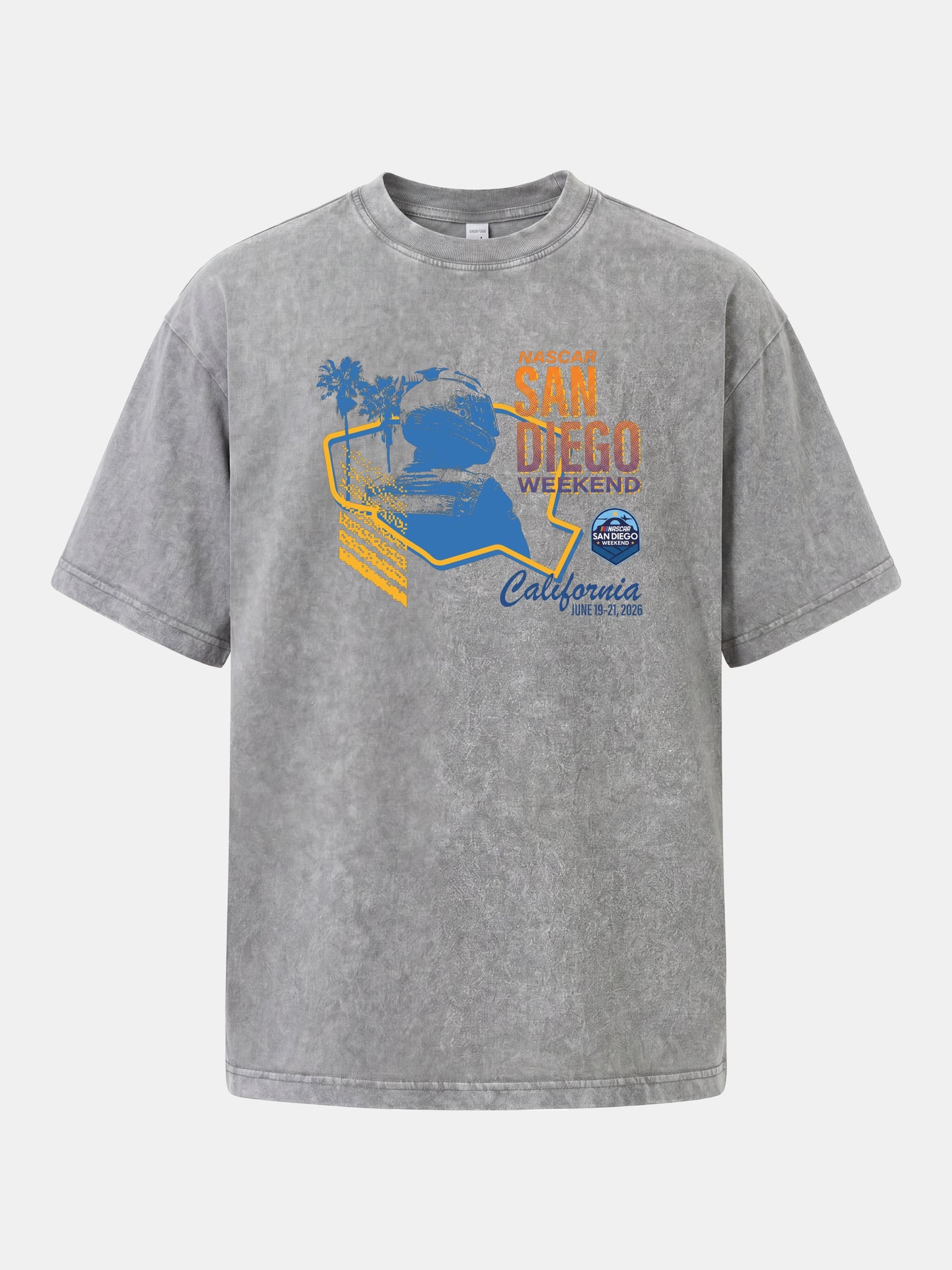 San Diego NASCAR Helmet Silhouette Washed T-shirt