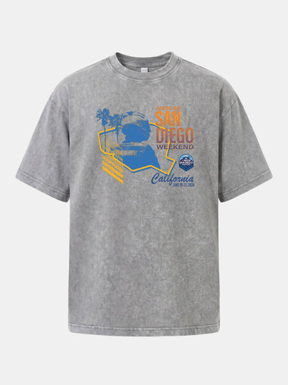 San Diego NASCAR Helmet Silhouette Washed T-shirt