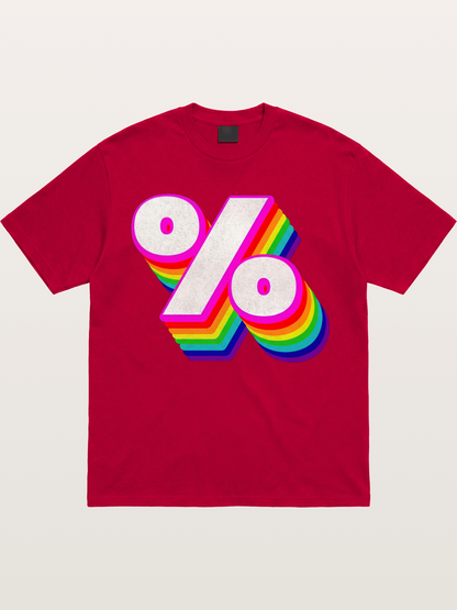 Rainbow Stacked Percent Symbol Pride Gildan T-shirt