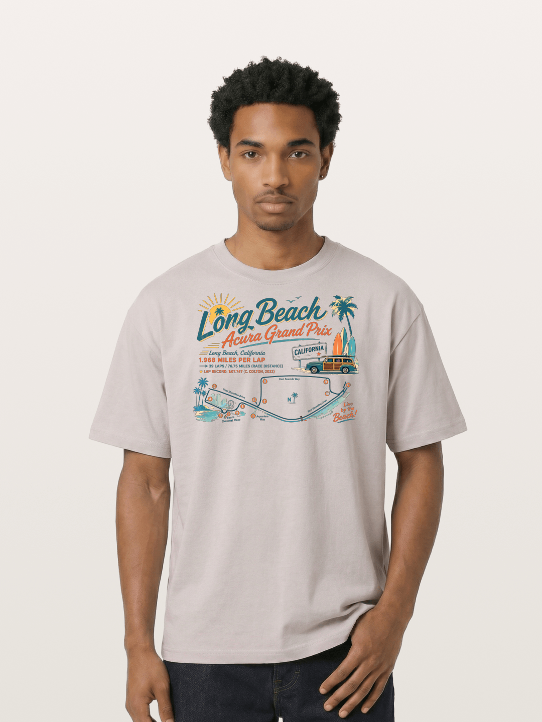 California Long Beach Race Poster Cotton T-shirt