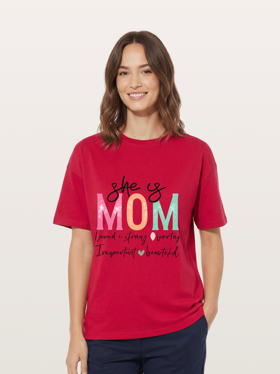 She is Mom Boho Pastel Print Gildan T-shirt