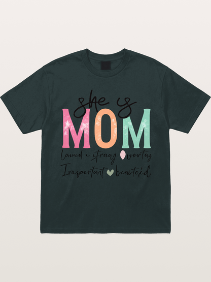 She is Mom Boho Pastel Print Gildan T-shirt