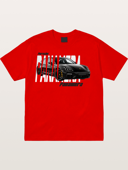 Porsche Panamera Typography Print Cotton T-shirt