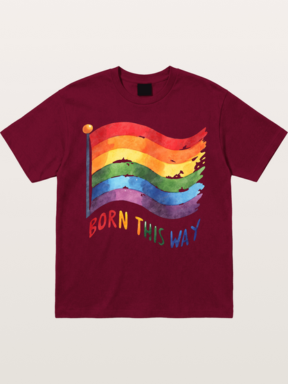 Born This Way Watercolor Rainbow Flag Gildan T-shirt