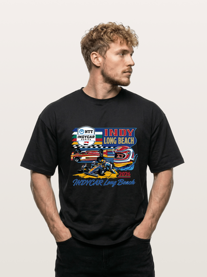 IndyCar Long Beach Vintage Art Gildan T-shirt