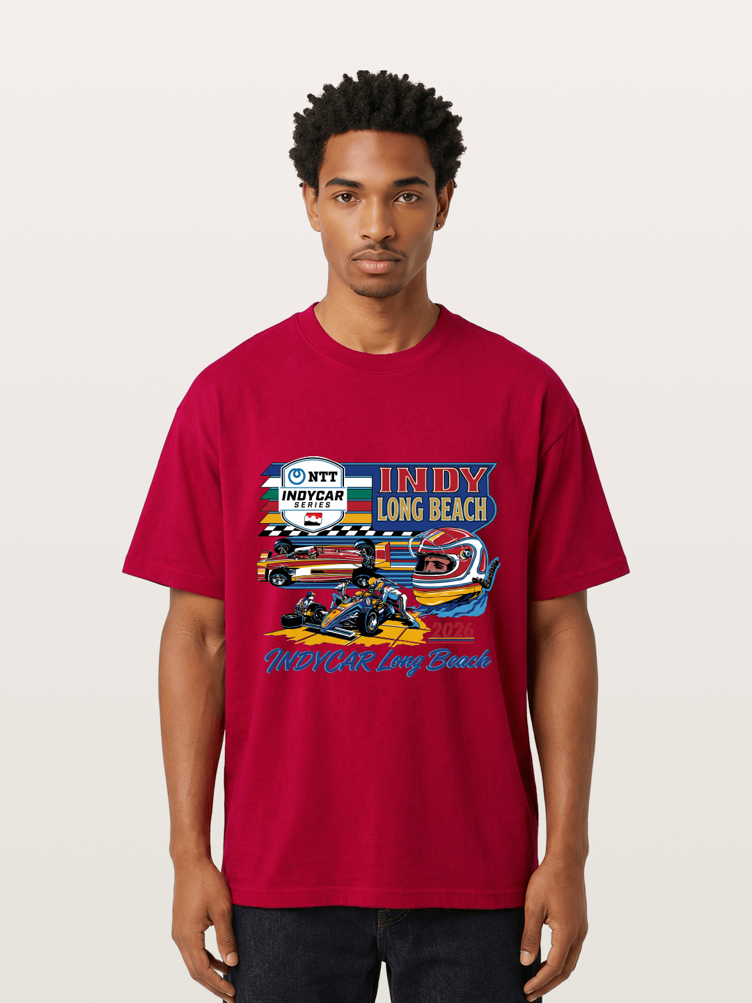 IndyCar Long Beach Vintage Art Gildan T-shirt
