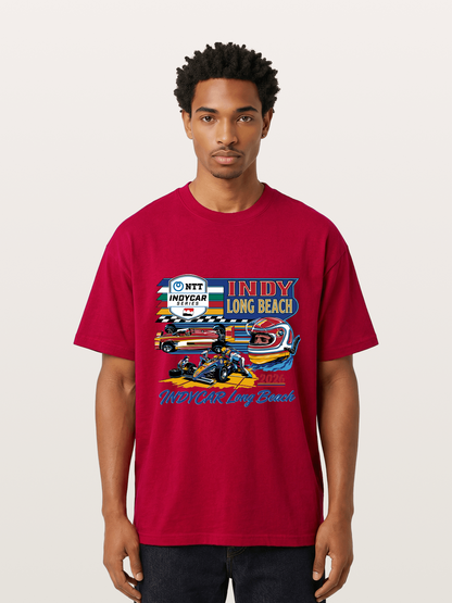 IndyCar Long Beach Vintage Art Gildan T-shirt