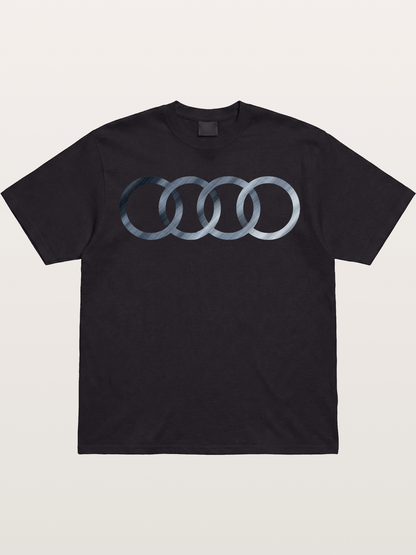 Audi Four Rings Brushed Metal Logo Gildan T-shirt