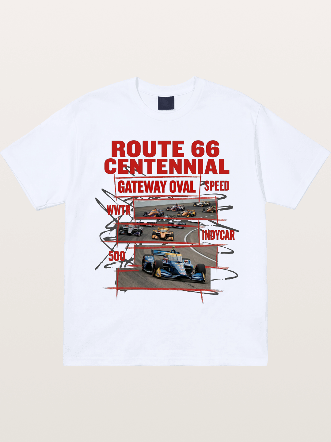 Red Sketch Route66 Race Poster Gildan T-shirt