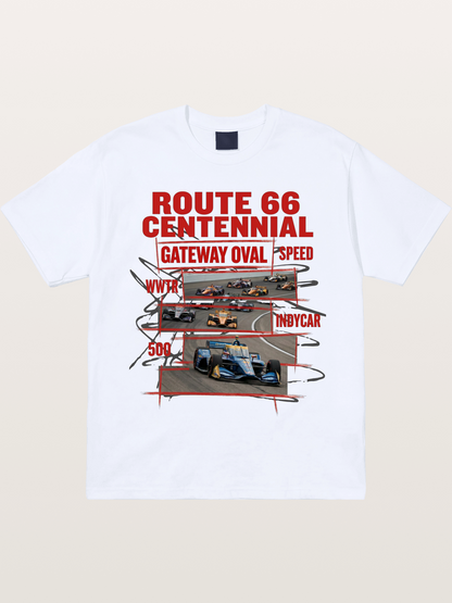 Red Sketch Route66 Race Poster Gildan T-shirt